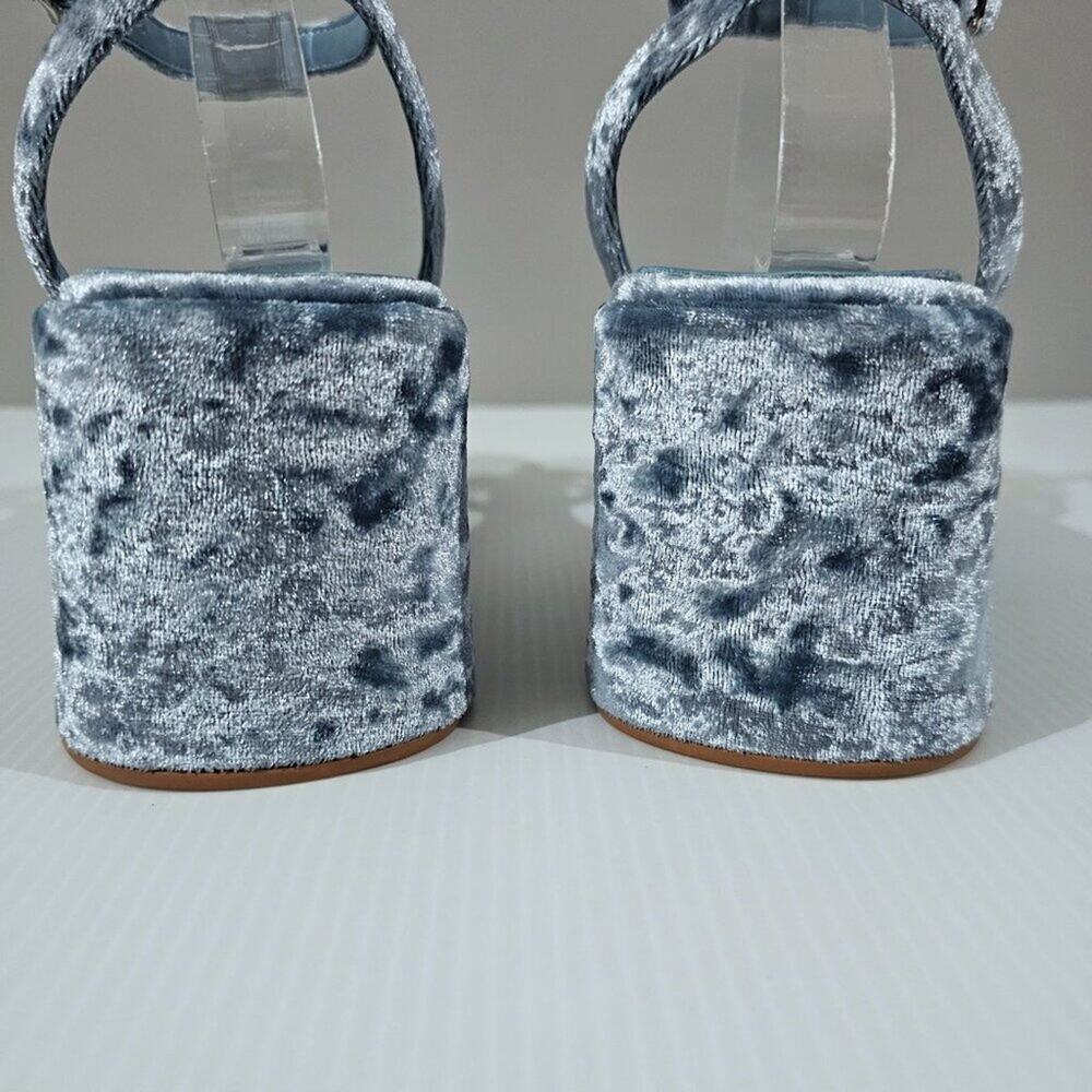 Jeffrey Campbell Activate Platform Sandal Womens 8 Blue Crushed Velvet Heels NEW - Picture 9 of 13
